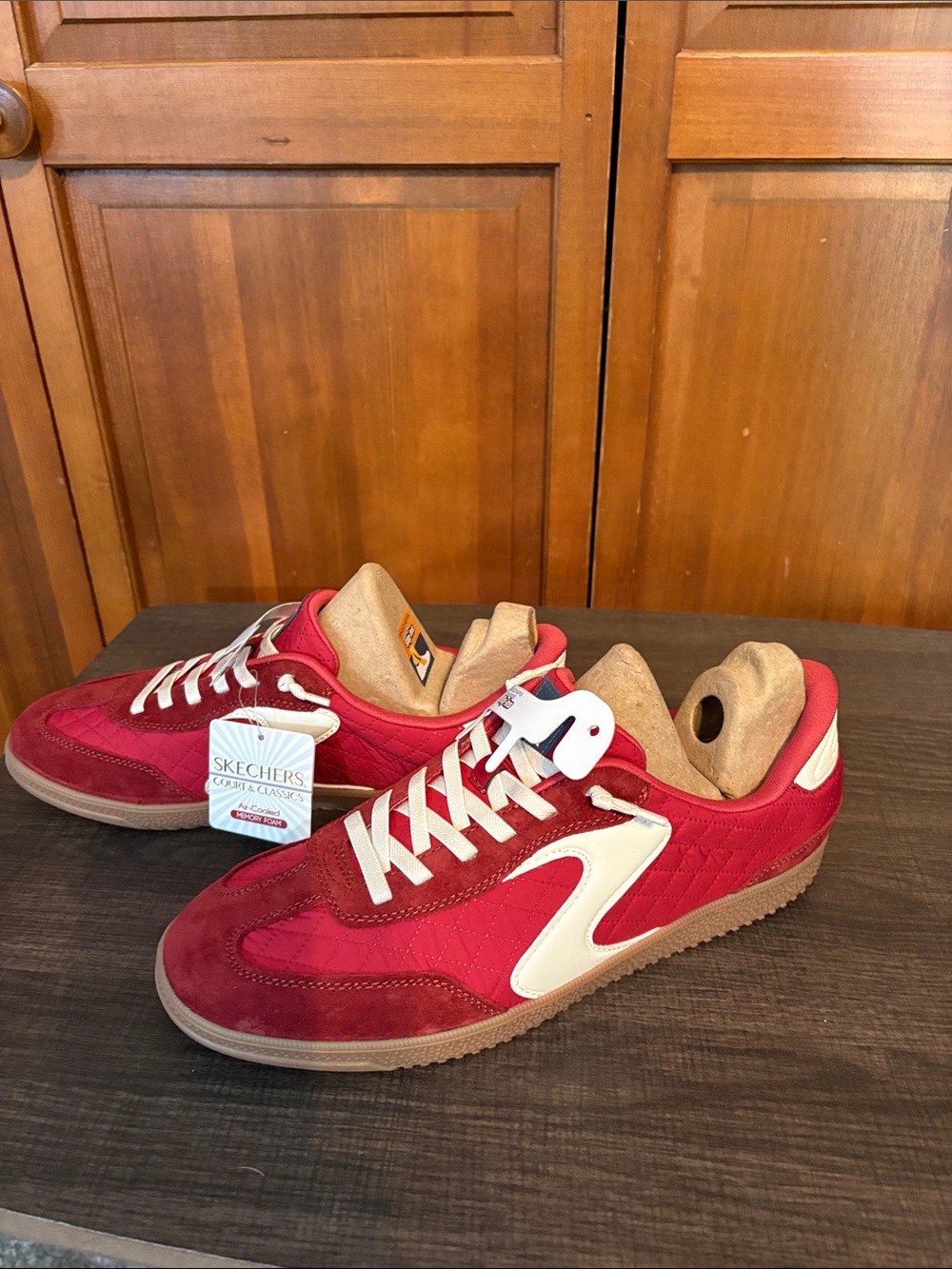 Skechers Red and White Quilted Athletic Sneakers - Picture 2 of 4